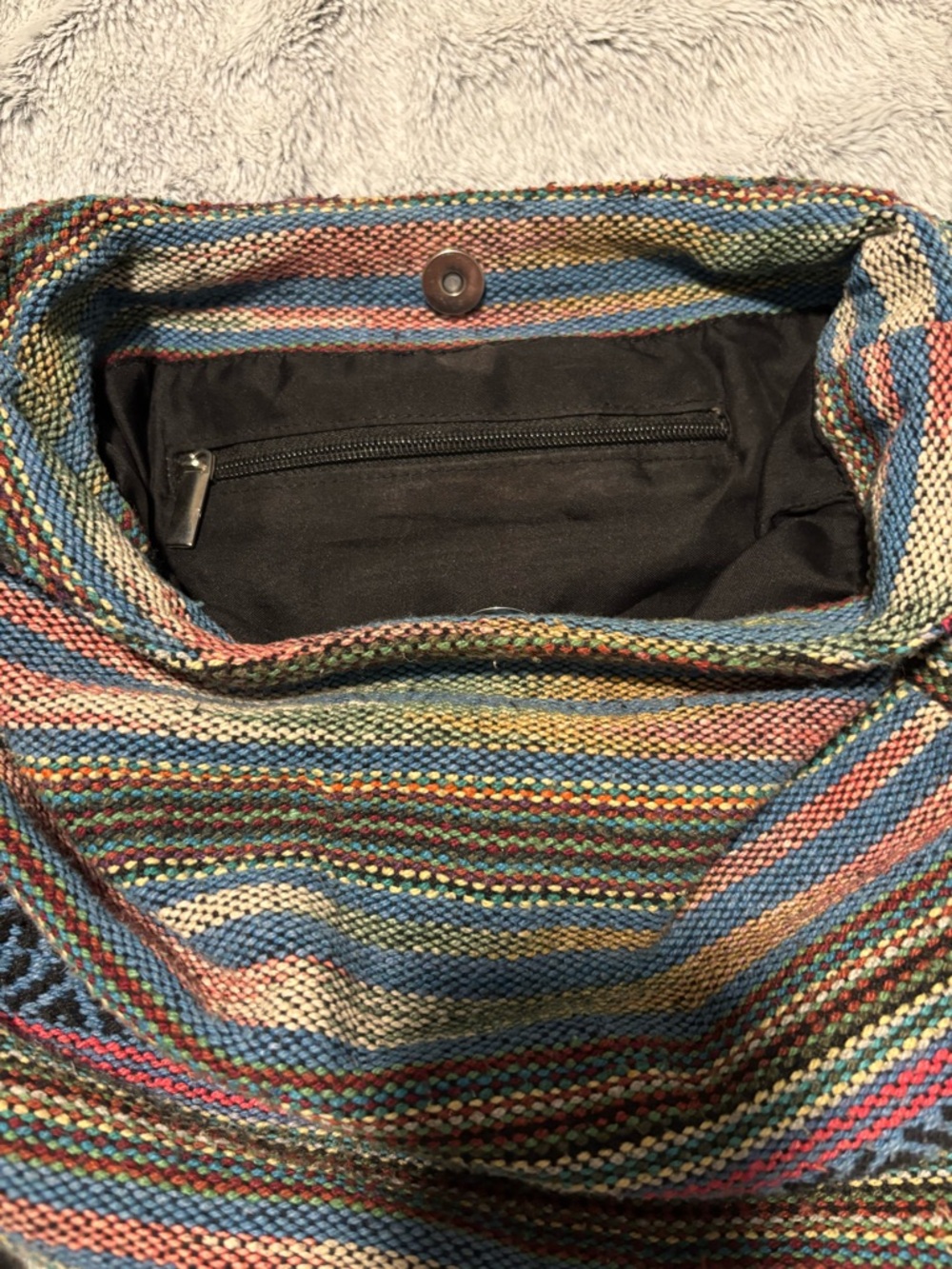 Handwoven Multicolor Striped Shoulder Bag - Boho Tote - Picture 5 of 10